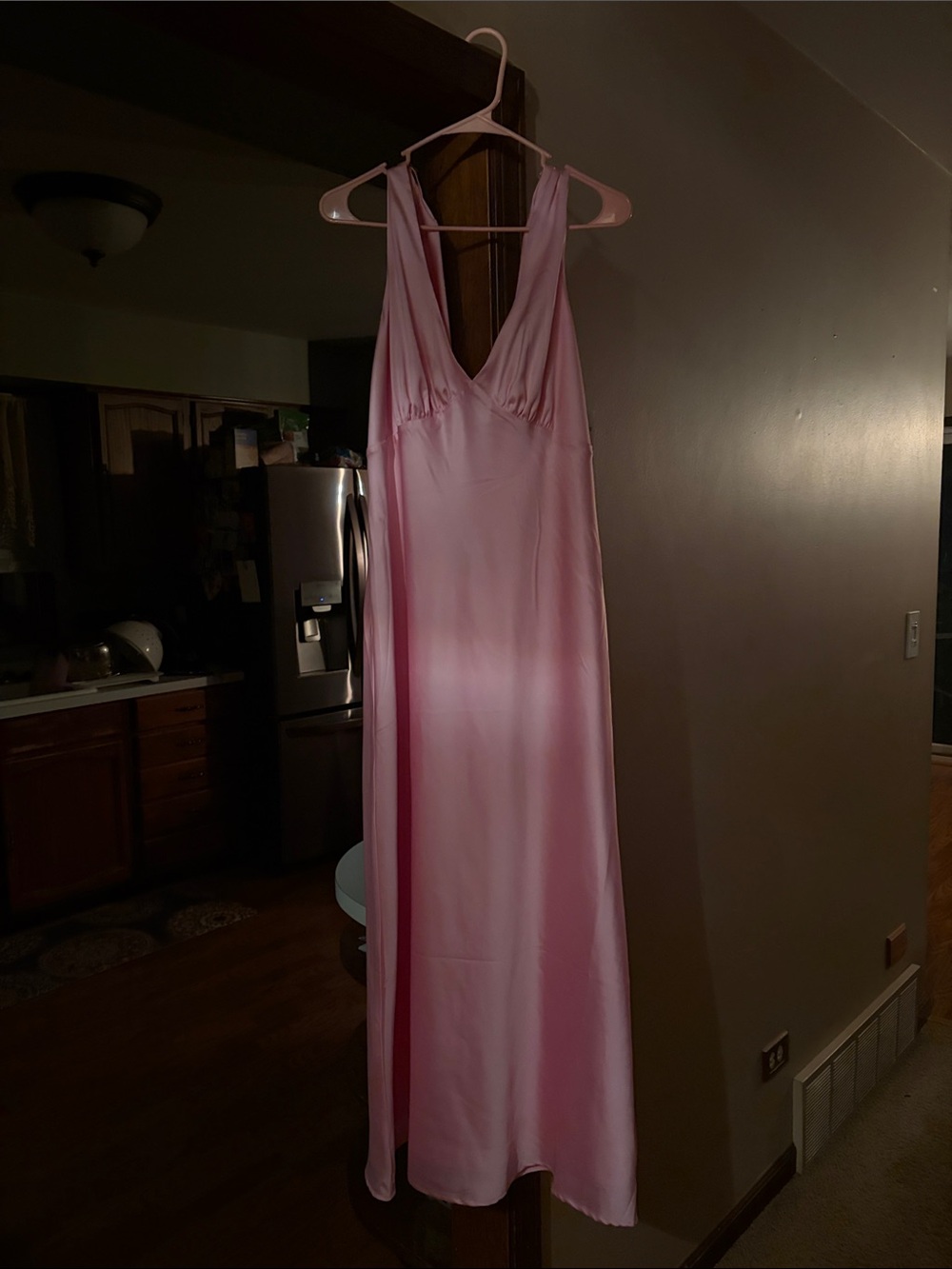 NWT Dry Goods Pink Satin Maxi Dress